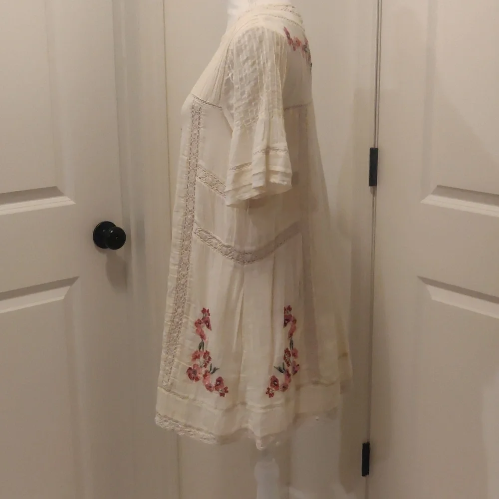 Free People Embroidered Victorian Dress Cream/ Off-white mini dress Cottagecore - Picture 8 of 14